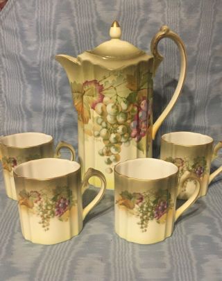 Vintage Rare A & C Bavaria Fine Bone China Pitcher & Cups Tea Set