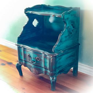 Shabby Chic Nightstand,  Vintage,  Blue,  Green,  End Table,  French,  Side Table