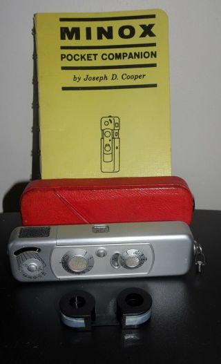 Vintage Collectible Minox Pocket Companion Spy Camera Case & Book