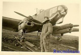 Best Bundled Luftwaffe Airman Posed By His Fw.  58 Liaison Plane On Airfield