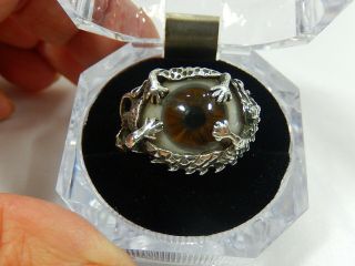 Vtg Handcrafted Sterling Silver Eye Ball Eye Of The Dragon Ring Size 9
