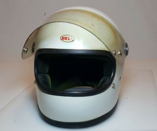 Vintage 60’s Or 1970 Bell - Toptex Inc.  Star Helmet Size 7 1/2 White