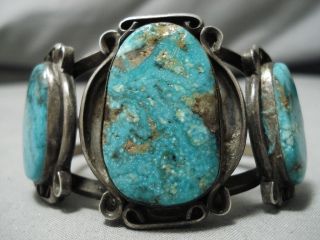 Very Rare Vintage Navajo Old Persin Turquoise Sterling Silver Bracelet Old