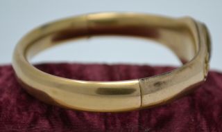 Antique c.  1910 Art Nouveau Hinged Bracelet,  WMC Gold Filled w/ Glass Amethyst 4