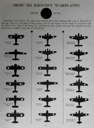 Vintage 1943 World War Ww Ii How To Identify Japanese Warplanes Japan Statistics