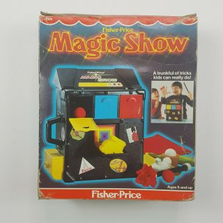 Vintage 1982 Fisher Price 999 MAGIC SHOW Toy Play Set W/Box Open Box RARE 2