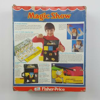 Vintage 1982 Fisher Price 999 MAGIC SHOW Toy Play Set W/Box Open Box RARE 4