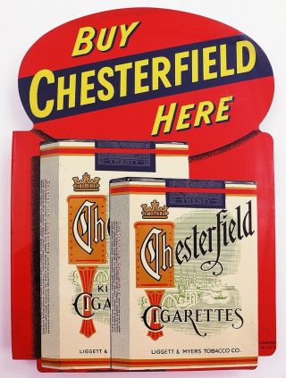 Vintage Chesterfield Cigarettes Double - Sided 11 3/ 4 " X 16 1/4 " Metal Sign