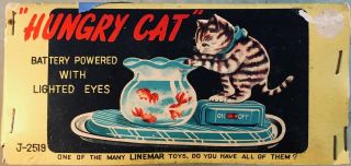 Vintage 1950s " Hungry Cat " Battery Operated Toy,  Japan,  Top.  Very Rare