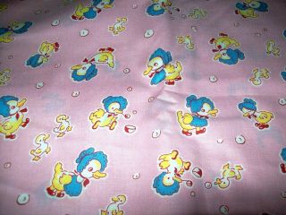 Vintage Pink Duck Print Fabric 35 X 2 1/2 Yards Child Baby Old Stock