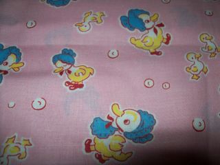vintage pink duck print fabric 35 X 2 1/2 yards child baby old stock 2