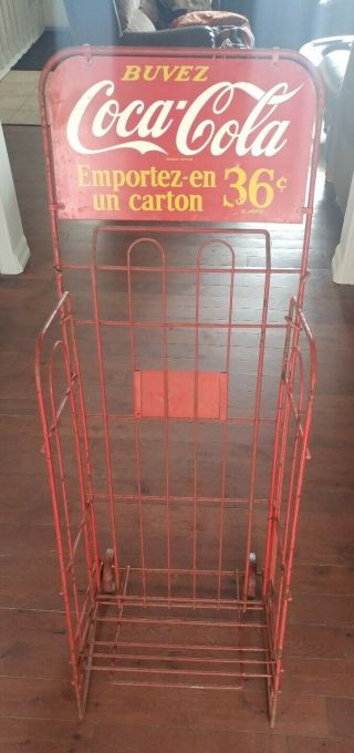Vintage Coca Cola Store Display Rack Sign French 36 Cent