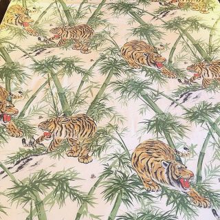 Vintage Tiger Waterbed Sheets Fitted And Flat Two Pillowcases Fabric Yardage