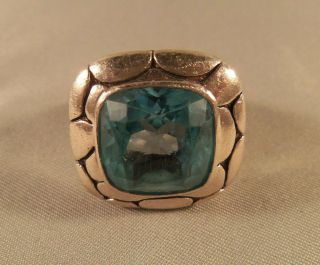 Designer John Hardy " Kali " Blue Topaz & Sterling Silver Ring