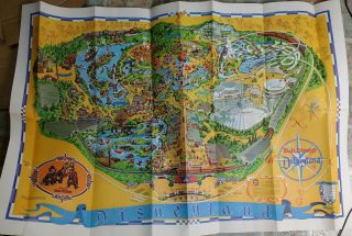 Vintage 1970s Walt Disney Disneyland Park Map,  Large 30 " X 44 "