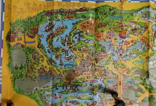 Vintage 1970s Walt Disney Disneyland Park Map,  Large 30 