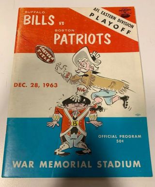 Vintage 12/28/1963 Buffalo Bills Vs Boston Patriots Afl Playoffs Program