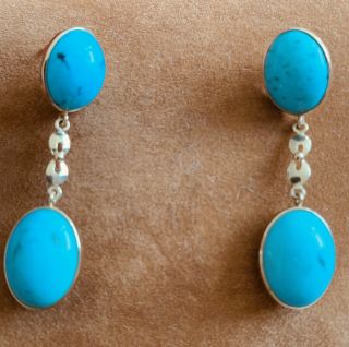 Vintage 14k Yellow Gold W/ Turquoise Color Drop Earrings