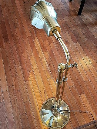 Vintage Solid Brass Stiffel Shell Floor Lamp Adjustable Height 54 " Dimmer Switch