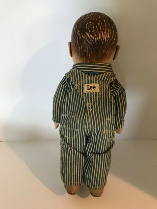 VTG Buddy Lee Railroad Doll Union Made Striped Overalls Plastic 2