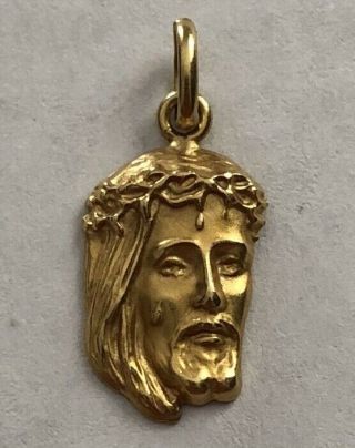 Vintage 18k (. 750) Solid Gold Jesus Face Pendant Charm 1.  3g Look
