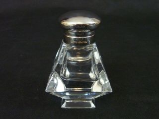 Sterling Silver Top Crystal Glass Inkwell Birmingham 2003