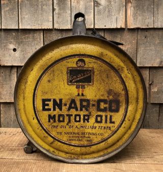 RARE Vintage EN - AR - CO Motor Oil 5 Gallon Gas Service Station Oil Can Rocker Sign 5