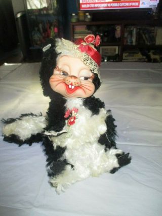 Plush Stinky Skunk Rubber Face Stuffed Rushton Toy Doll Vintage 2