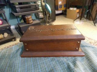 Vintage Sigma Alpha Epsilon Fraternity Wks Carved Wood Trinket Box Rare Find Vg
