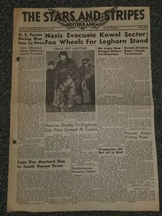 Wwii Stars And Stripes Newspaper Dated July 6,  1944 U.  S.  Forces Slicing Way