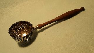 Antique Hallmarked Gorham Sterling Silver Tea Strainer Teak Wood Handle 7