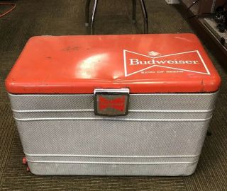 Vintage Aluminum Budweiser Beer Cooler Metal Old Metal Collectible