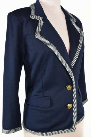 Vintage Yves Saint Laurent Ysl Blazer Jacket Rive Gauche Size 36 US 2 4 Blue 2