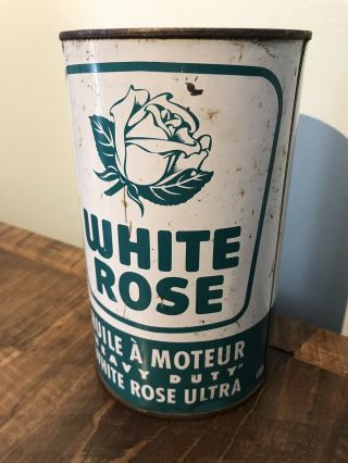 Vintage White Rose Imperial Quart Motor Oil Tin Can Antique Gas Sign Old Cans