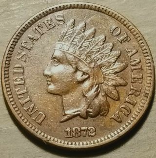 1872 Indian Head Cent Penny Au Bold Liberty,  Feathers,  Diamonds $$$ So Rare