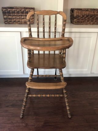 Vintage Wood Baby High Chair Jenny Lind Wooden Birthday 