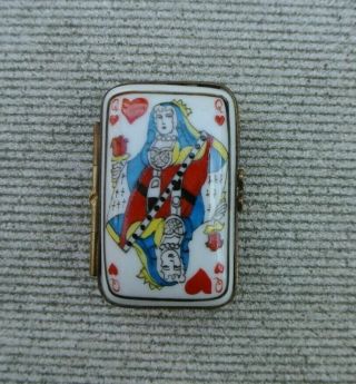 Vtg Eximious Limoges France Hand Painted Queen Of Hearts Trinket Box Signed O.  B.