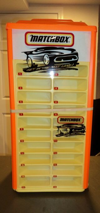 Rare 75 Car Matchbox Rotating Store Display Case Old Stock Box