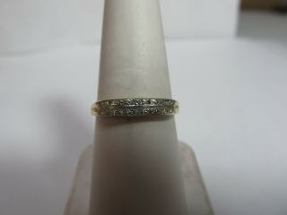 Vintage 1930s 14k Solid Gold Ring With A Double Row Of Natural Diamonds