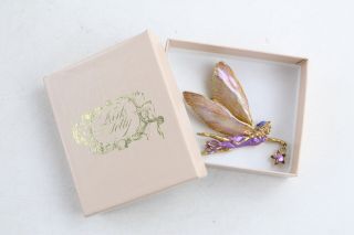 Kirks Folly Enamel Fairy Holding Star Brooch Signed Boxed