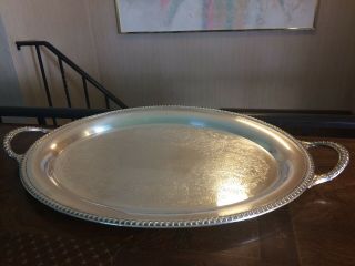 Vintage Wm Rogers Oval Ornate 24 " Butler Serving Tray Silverplate