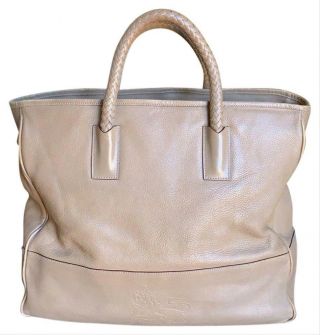 Authentic Mcm Vintage Lion Princess Large Brown Soft Leather Tote Handbag
