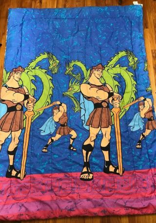 Vintage Disney Hercules Twin Quilt Blanket Bedspread Comforter Reversible Movie