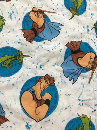 Vintage Disney Hercules Twin Quilt Blanket Bedspread Comforter Reversible Movie 6