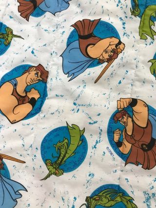 Vintage Disney Hercules Twin Quilt Blanket Bedspread Comforter Reversible Movie 7