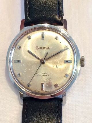 Vintage Ss Swiss Bulova Automatic Mens Watch Ft.  23 Jewels & Crown