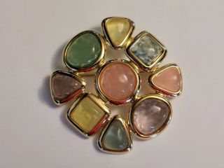 Joan Rivers Multi - Color Pastel Poured Lucite Pin Brooch