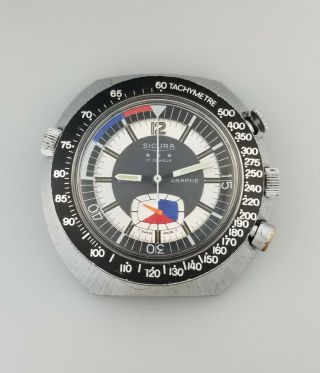 Vintage Sicura Chronograph Sport Mens Wrist Watch By Breitling - Eb 8371 - 67