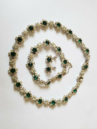 Vintage Ciner Necklace And Bracelet And Earrings Set Stones Missing