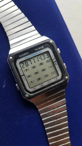Vintage Casio Touchscreen Digital Calculator Watch Tc - 500 1980s Module